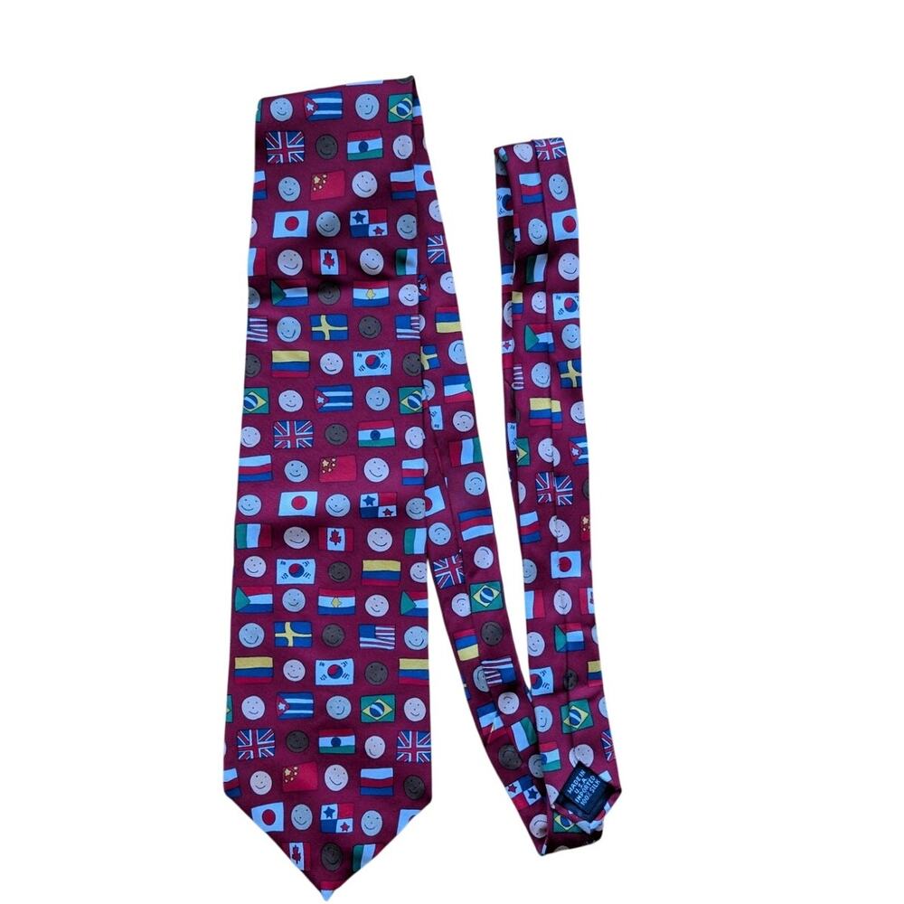 Vintage Collector Save the Children Silk Tie "Our Children Are Our Future" Flags